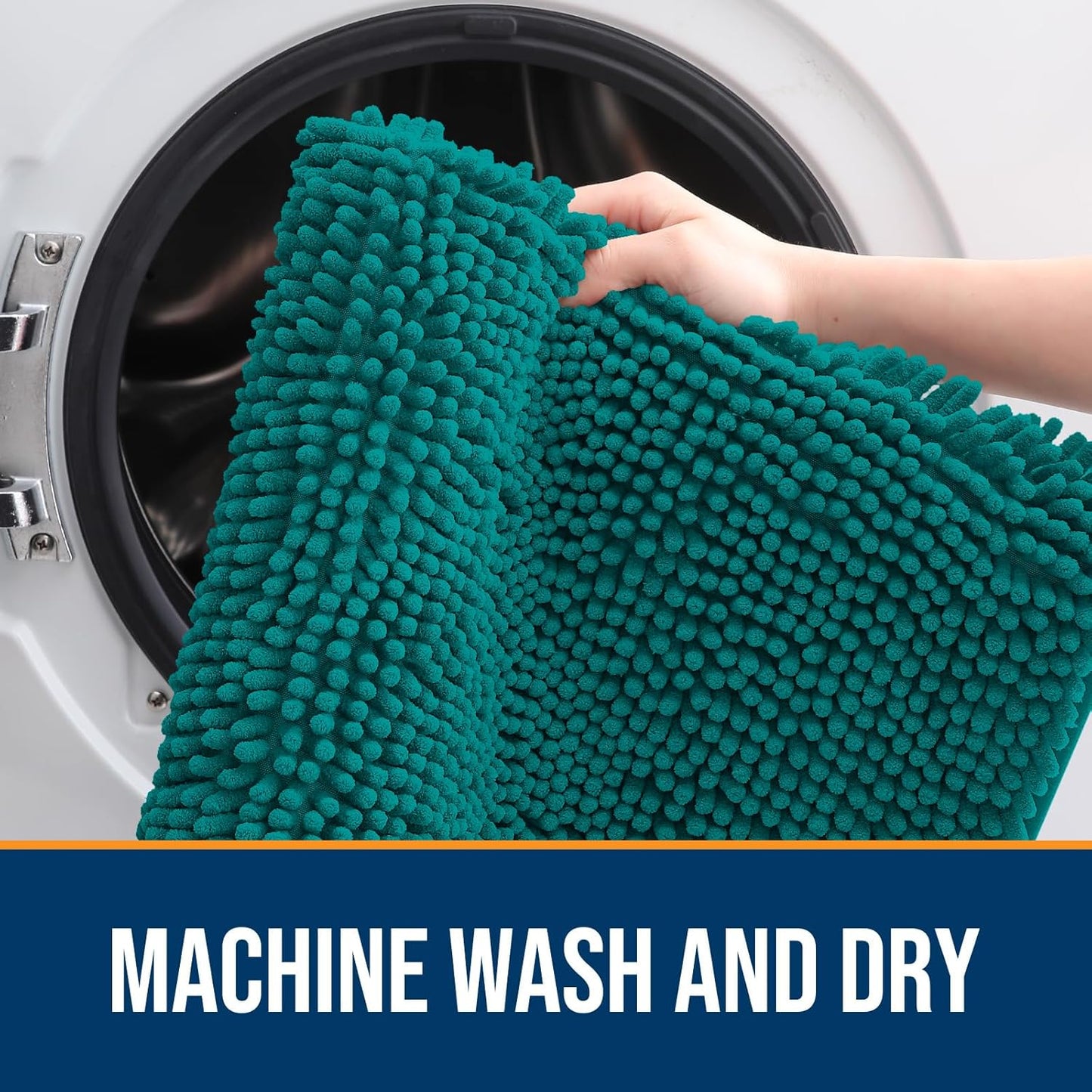 OLANLY Dog Door Mat for Muddy Paws 30x20, Absorbs Moisture and Dirt, Absorbent Non-Slip Washable Doormat, Quick Dry Chenille Mud Mat for Dogs, Entry Indoor Entryway Carpet for Inside Floor, Lake Blue