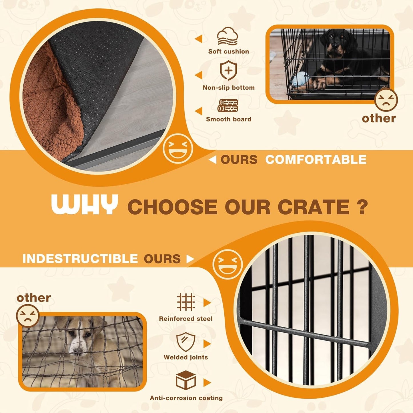 Bigrab Dog Crate Furinture with Thick Cushion, Side End Table Wooden Dog Cage with Double Doors, Chew-Resistant Dog Kennel Dog House Indoor for Small to Large Dog, M (Grey)