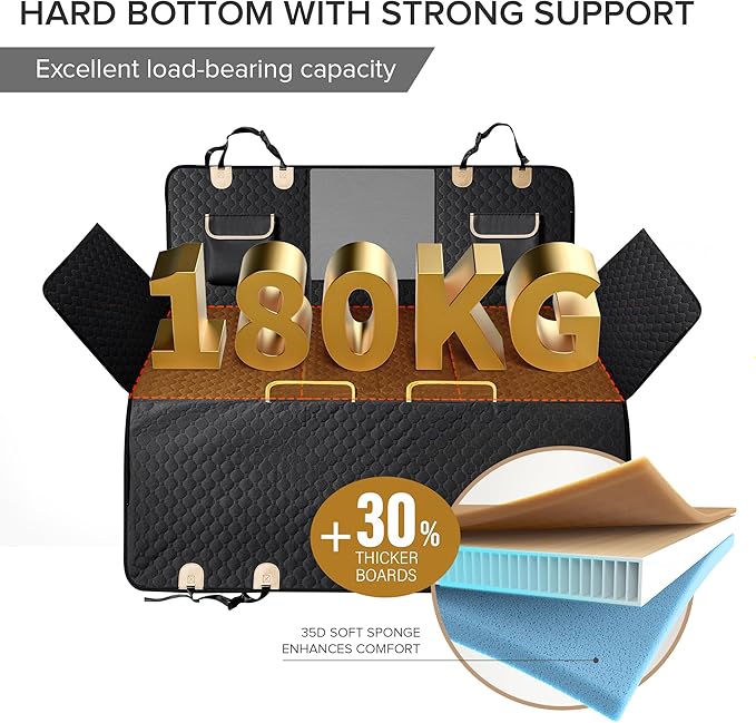 SHARLOVY XL Truck Back Seat Extender for Dogs, Large Hard Bottom Dog Car Seat Cover for Back Seat, Heavy Duty Dog Car Hammock, Waterproof Pet Seat Covers for Trucks, F150, Ram1500 and Large SUV