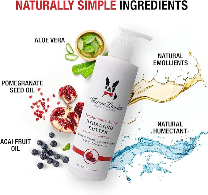 Warren London - Hydrating Butter For Dogs Skin & Coat,8 Oz,Pomegranate & Acai