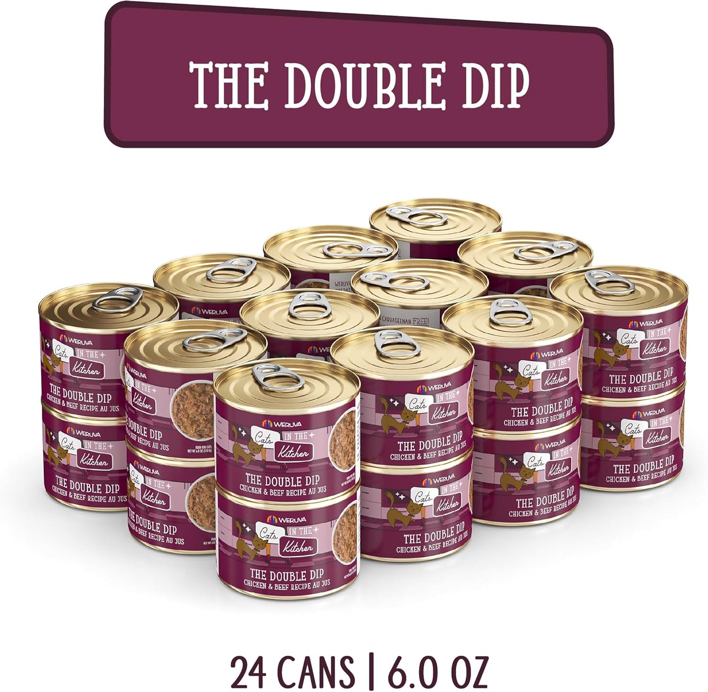 Weruva Cats in The Kitchen, The Double Dip with Chicken & Beef Au Jus Cat Food, 6oz Can (Pack of 24)