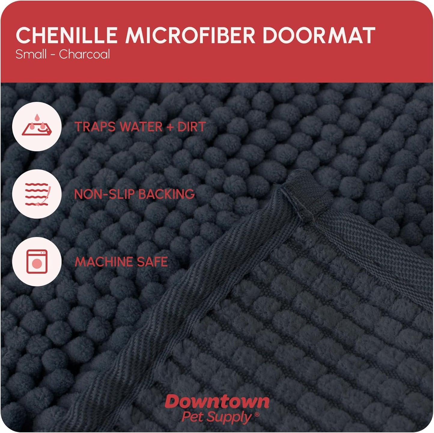 My Doggy Place Microfiber Dog Mat for Muddy Paws, 18" x 24" Charcoal - Absorbent and Quick-Drying Dog Paw Cleaning Mat, Washer and Dryer Safe - Non-Slip Rubber Backed Dog Floor Mat, Small