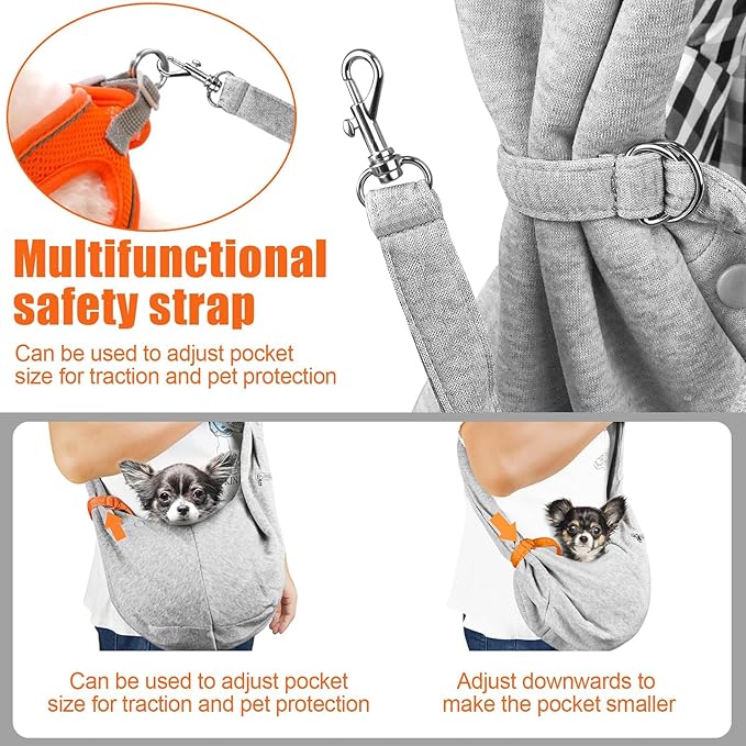 Tomkas Dog Sling Carrier for Small Dogs Puppy Carrier for Small Dogs (Grey, for Pets Weight 2-7 lbs)