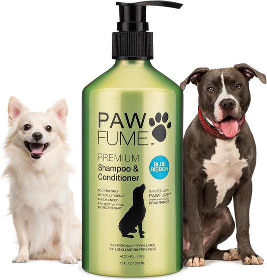 PAWFUME Dog Shampoo and Conditioner, Blue Ribbon, 1-Pack – Nourish & Detangle for a Silky Soft Coat – Probiotic, Deep-Cleaning, pH-Balanced Formula – Puppy Shampoo and Conditioner for All Breeds