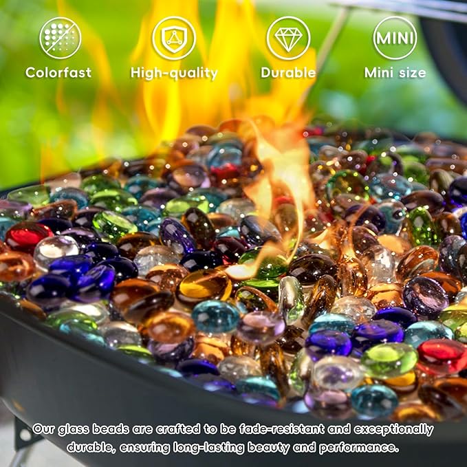 5 LB Mix Color Glass Beads, Mini Flat Glass Marbles~750PCS for Vases, Floral Bottom Mancala Gems Pebbles Fish Tank Rocks for Table Scatter Aquarium,Vase Fillers,Home Decorative Art Craft(0.5"~0.7")