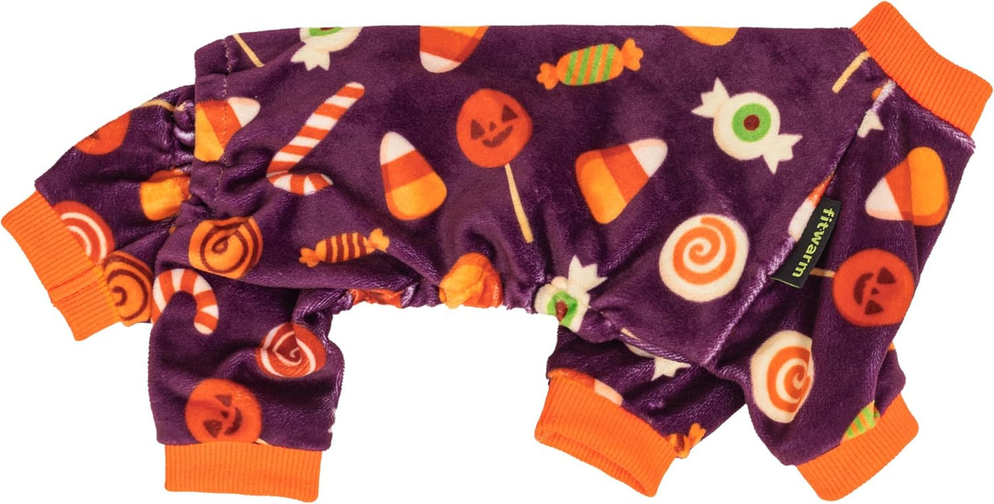 Fitwarm Halloween Candy Dog Pajamas, Funny Costumes for Small Dogs Boy Girl, Pet Outfit, Purple, Orange, Large