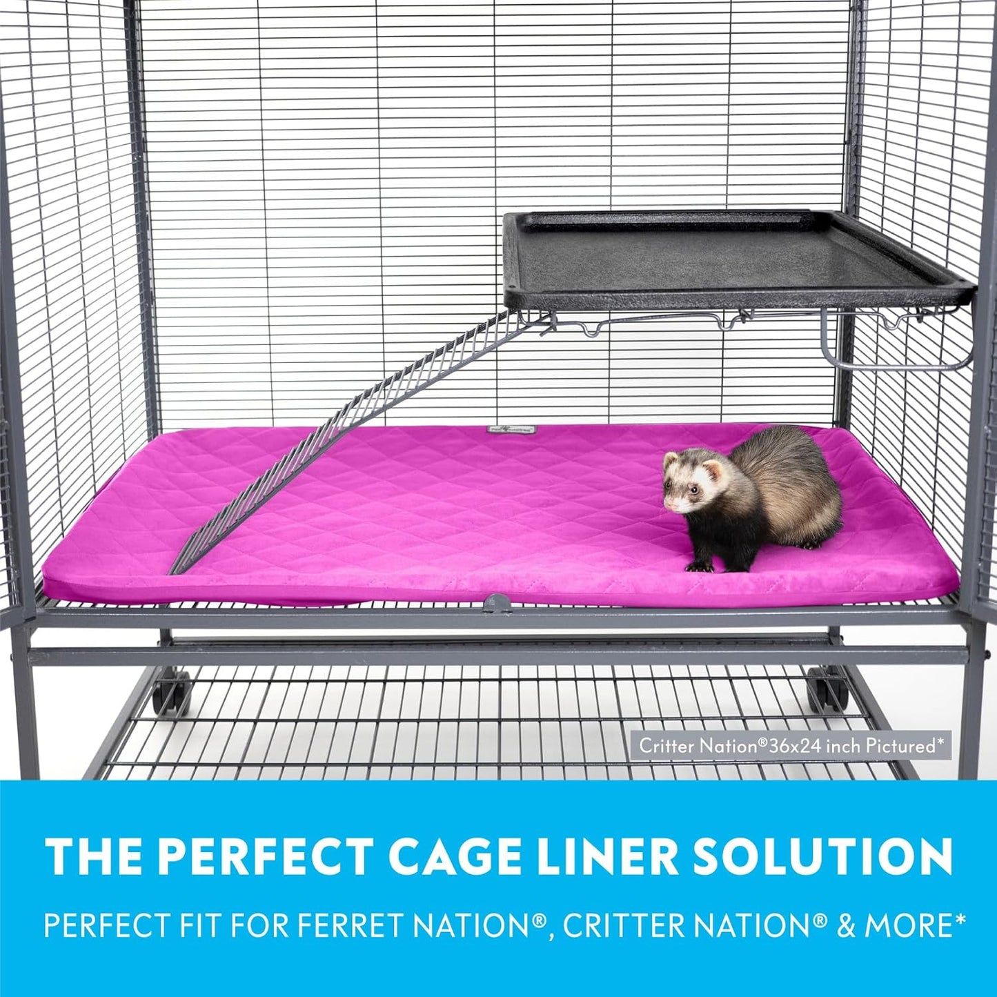 Paw Inspired Fitted Fleece Liner for Ferret Nation, Critter Nation Cage for Ferrets, Rats, Chinchillas, Hedgehogs & Other Small Animals (Pink, Bottom Pan Liner)