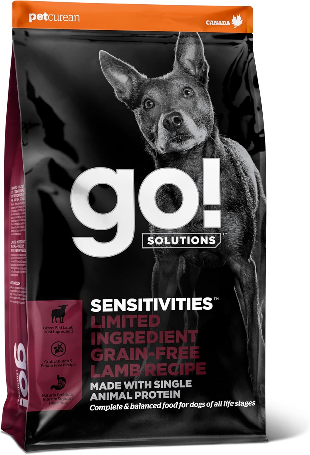 Go! Solutions Sensitivities Limited Ingredients, Grain-Free Dry Dog Food, Lamb Recipe for Sensitive Stomach, 22 lb Bag