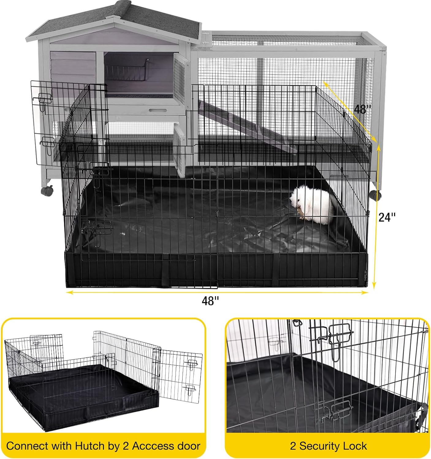 Aivituvin Rabbit Playpen Pet Pen Small Animal Cage with Waterproof Liner - Extension Playpen
