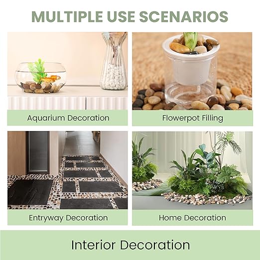 SIDONG 5 LB Mixed River Rocks, 0.4-1.2 Inches Highly Polished Pebbles for Indoor Plants, Decorative Stones for Plants, Fish Tank, Vases, Home Décor, Crafting, Garden Landscaping