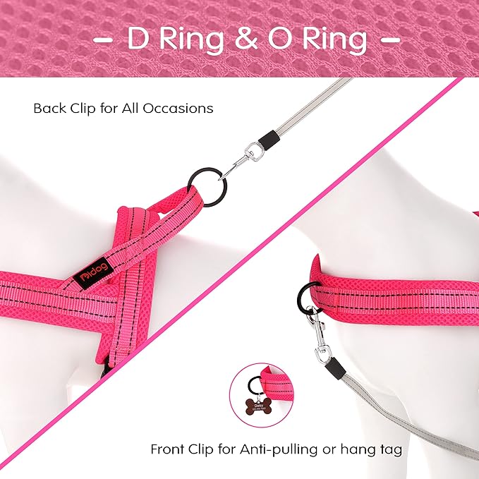Didog No Pull Dog Harness with Soft Mesh Padded,Reflective & Quick Fit Light Weight Dog Strap Vest Harness,Easy for Walking Training (XS:Chest 15-18", Pink)