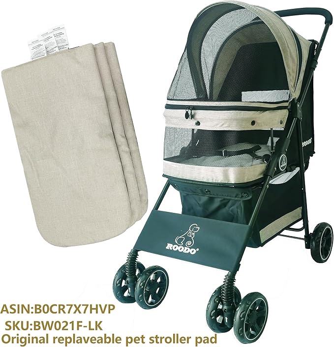 ROODO Pet Stroller Inner Pad for Exclusive Use,Original,Replaceable,Easy to Clean,Set of 3 pc(Light Khaki)