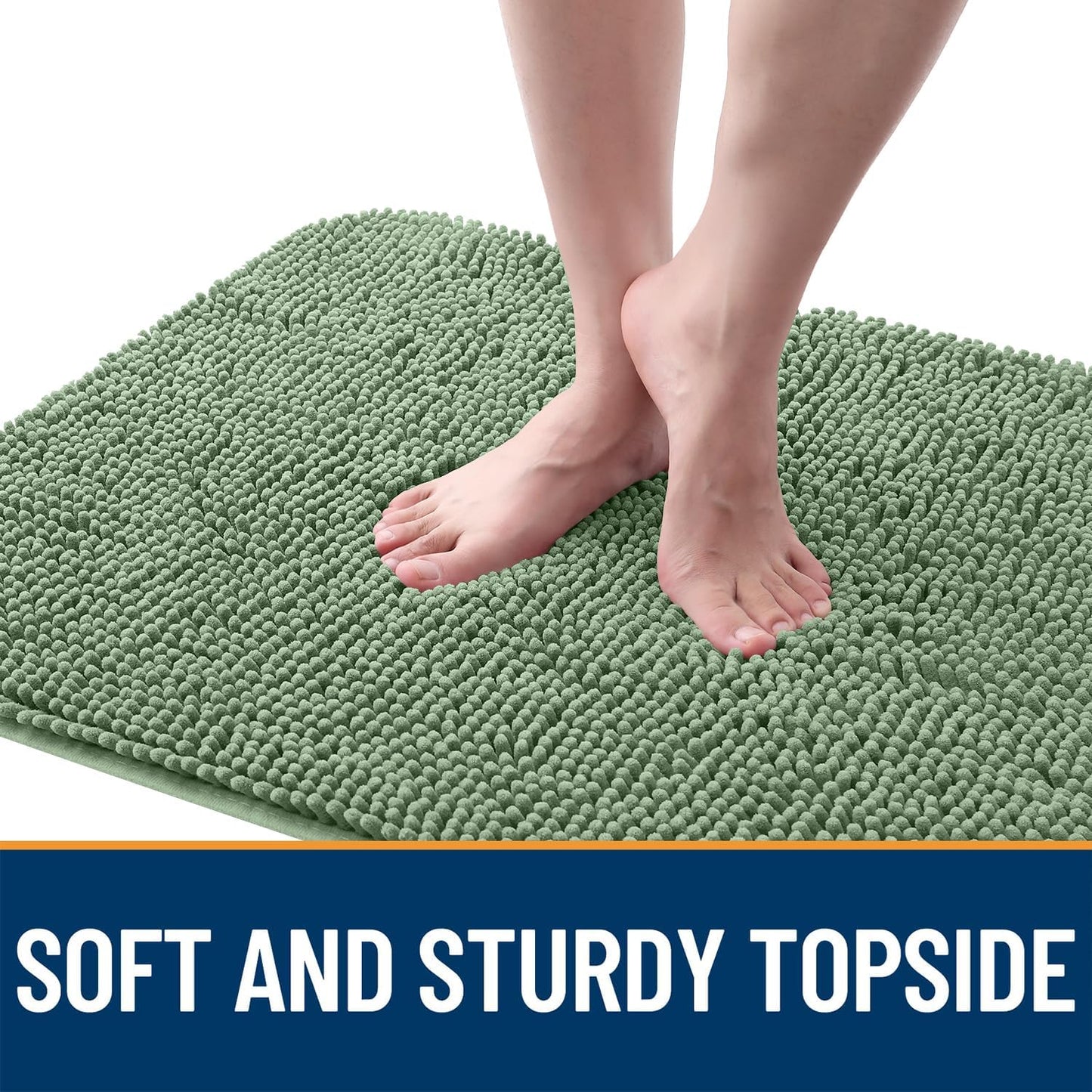 OLANLY Dog Door Mat for Muddy Paws 24x16, Absorbs Moisture and Dirt, Absorbent Non-Slip Washable Doormat, Quick Dry Chenille Mud Mat, Entry Indoor Entryway Carpet for Inside Floor, Olive Green