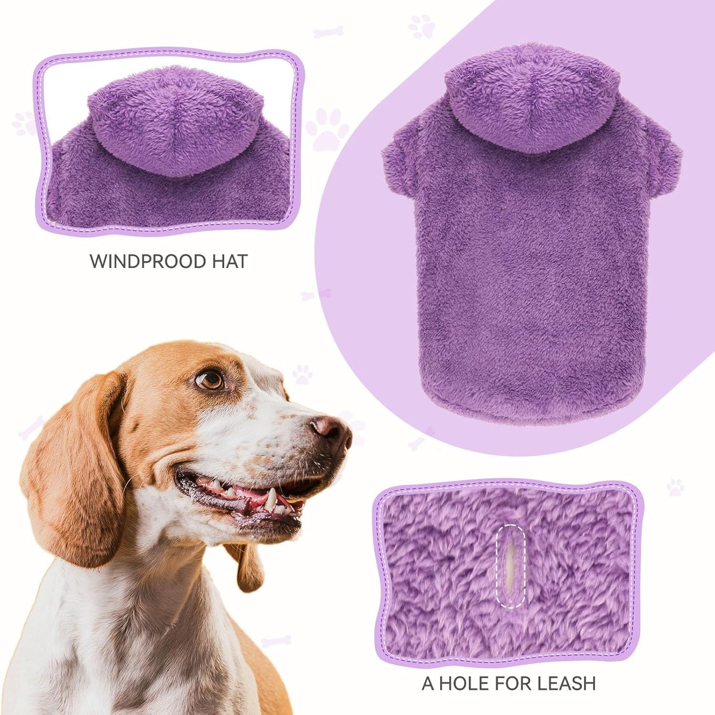 Fuzzy Dog Sweaters for Medium Dogs Dog Hoodie Soft Double-Sided Plush Fleece Sweater Pet Clothes Coats Hoodie Sherpa Hooded Sweatshirt(Purple-M)