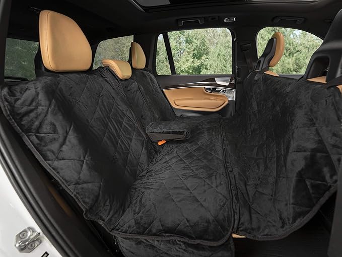 Plush Paws Products Luxury Rear Car Seat Protector w/Hammock | Washable & Waterproof Back Seat Dog Cover for Car, Truck, & SUV | Nonslip, Tear Resistant Pet Seat Cover | Regular Charcoal