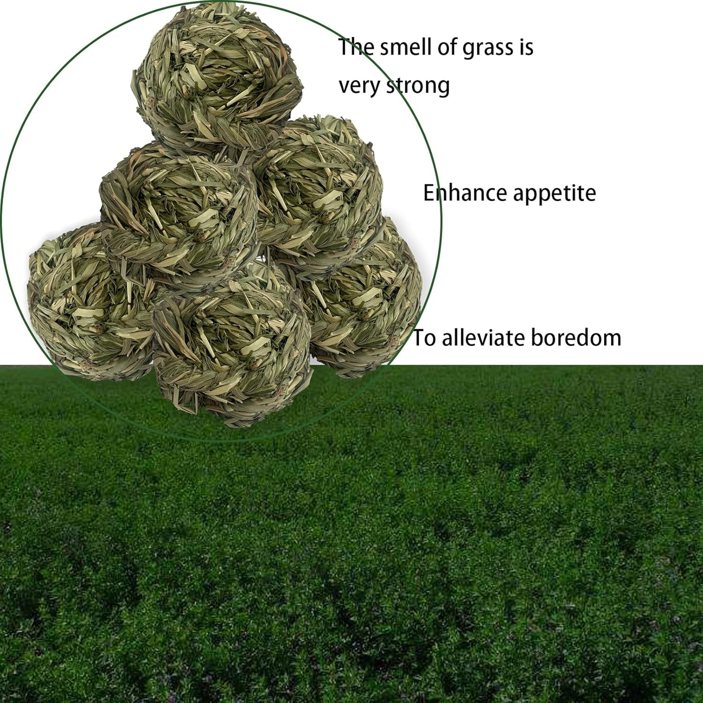 6 Pcs Bunny Timothy Grass Ball Natural Chew Toy Woven Chewing Toys Rabbit Molar Small Animals Teeth Grinding Suitable for Hamster Totoro Gerbils Guinea Pig Squirrel