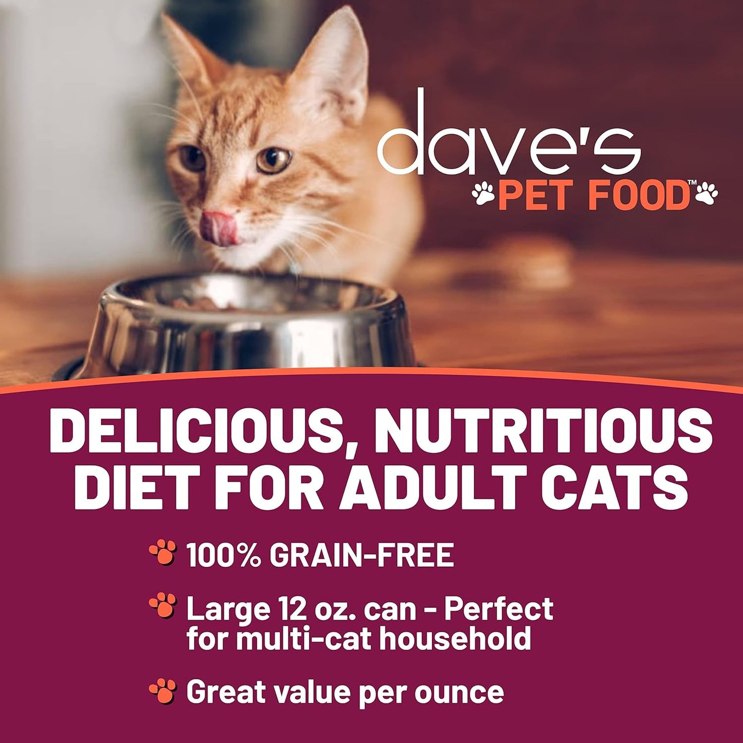 Dave's Pet Food Grain Free Wet Canned Cat Food Pate(Chicken), Made in USA Naturally Healthy, Wheat & Gluten-Free, 12.5 oz Cans (12 Pack)