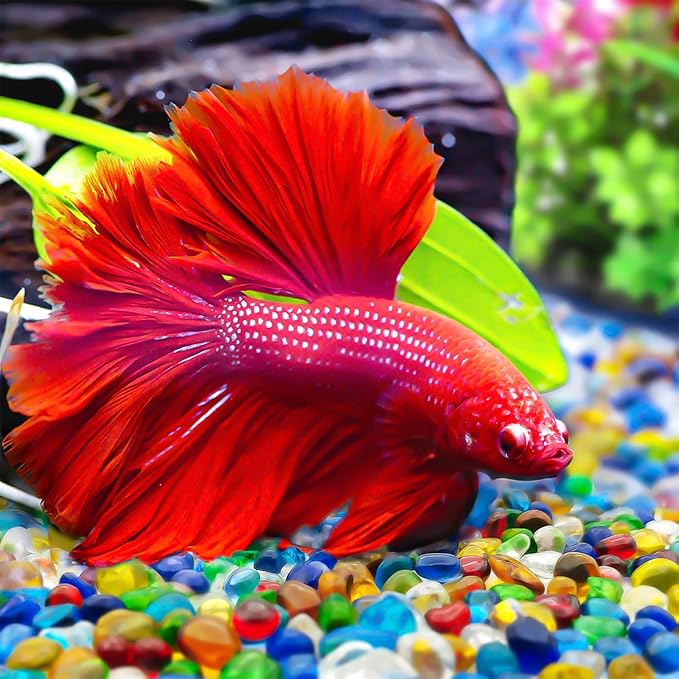 Keedolla Fish Tank Rocks Gravel 15 Oz, Betta Fish Tank Beads Pebbles Aquarium Glass Rocks Stones Marbles Small for Fish Tank, Vase Filler, Succulent Plants Decor - Purple