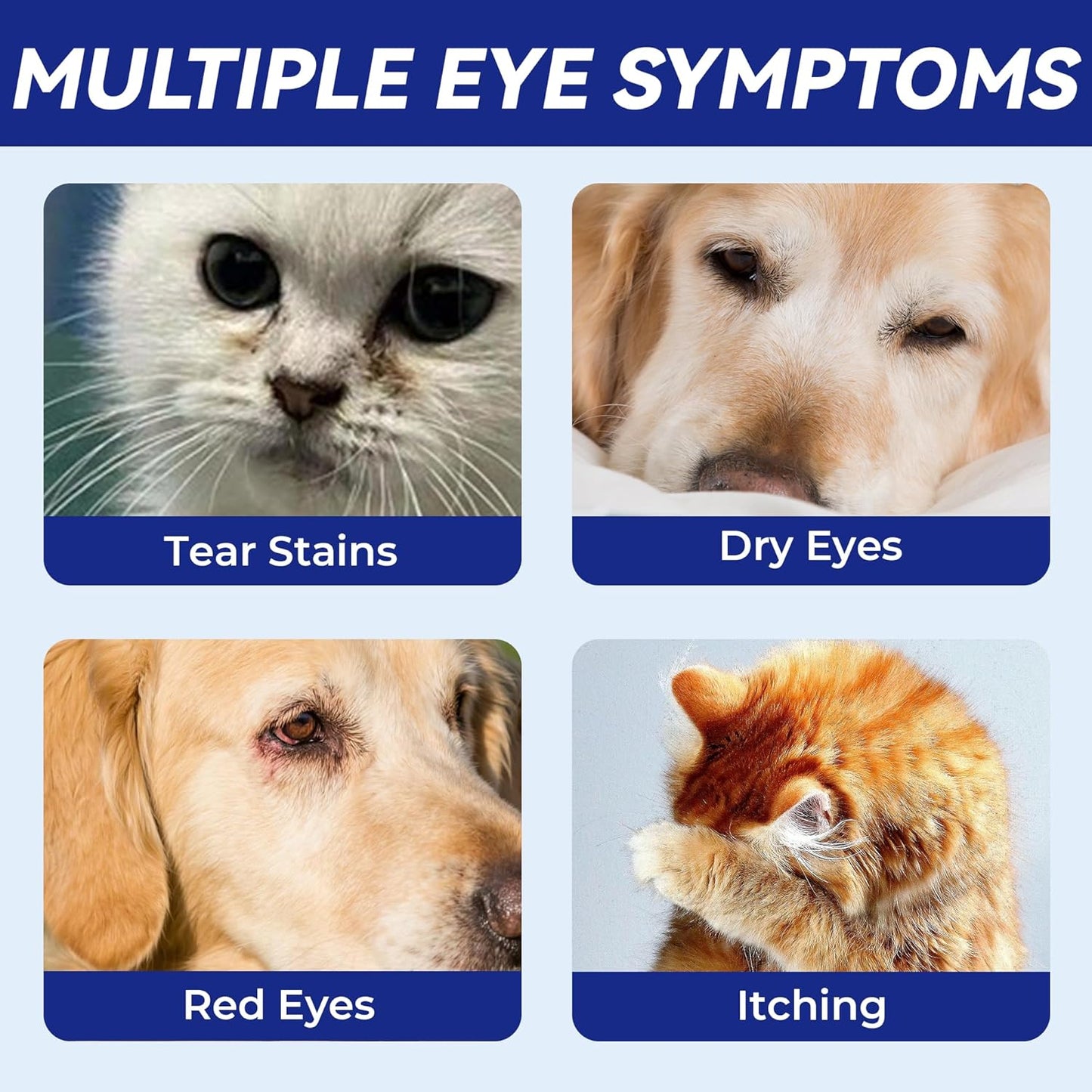 Wellix PET Dog Eye Drops for Dogs&Cats - Dog Eye Infection Treatment to Soothe Eye Allergy, Soothe Dry&Pink Eyes, Dog Tear Stain Cleaner(2X60ml)