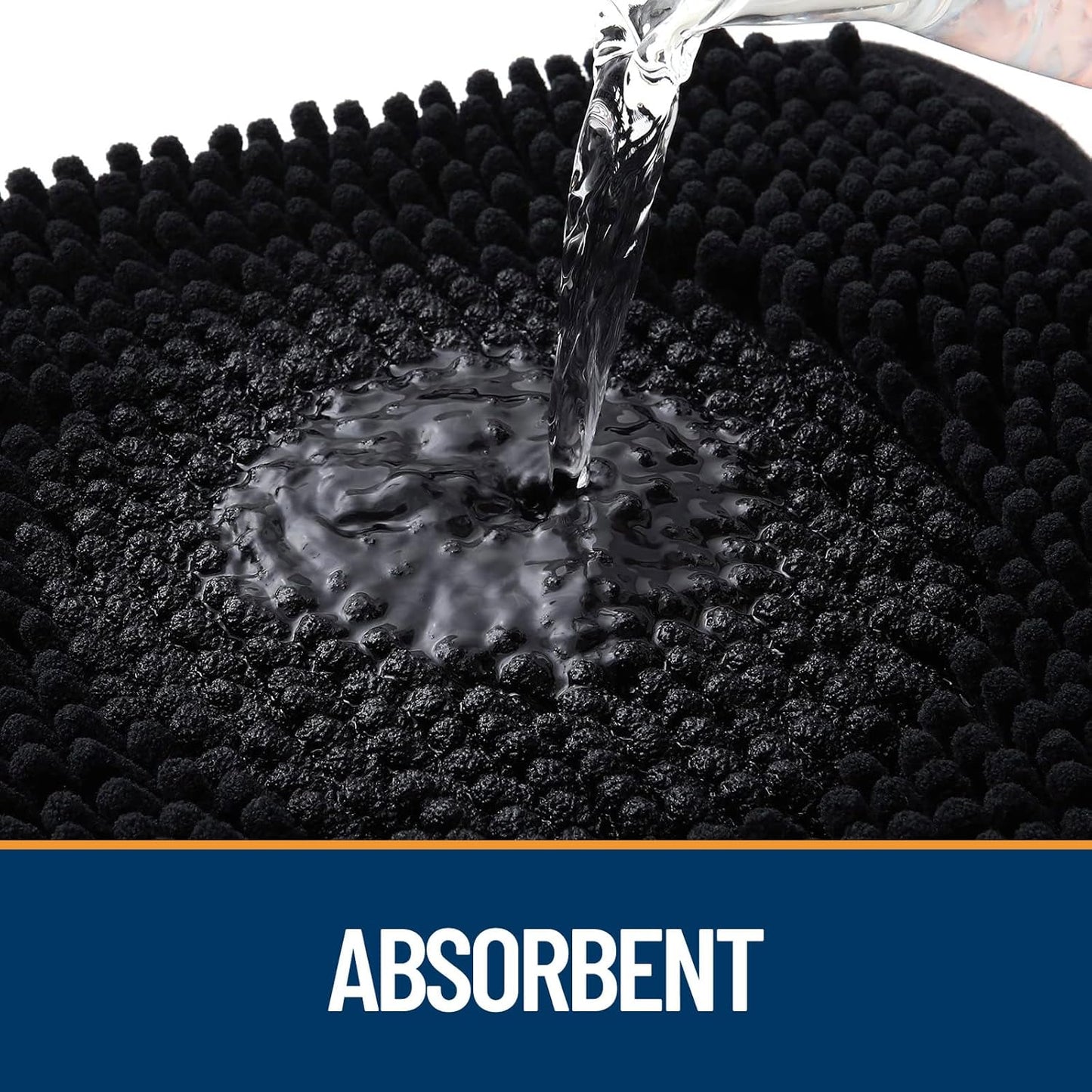 OLANLY Dog Door Mat for Muddy Paws 24x16, Absorbs Moisture and Dirt, Absorbent Non-Slip Washable Doormat, Quick Dry Chenille Mud Mat for Dogs, Entry Indoor Entryway Carpet for Inside Floor, Black