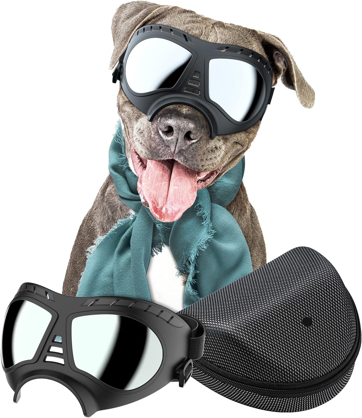 NVTED Dog Goggles Big Area Dog Sunglasses, Large Breed Windproof Snowproof Eye Protection Pet Glasses for Outdoor Driving Cycling (Large)