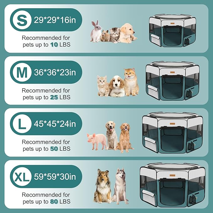 Dog Playpen, Portable Pet Play Pen for Cat, Puppies, Rabbits, Chickens, Foldable Large-Capacity Pet Tent for Indoor/Outdoor Travel Camping Blue