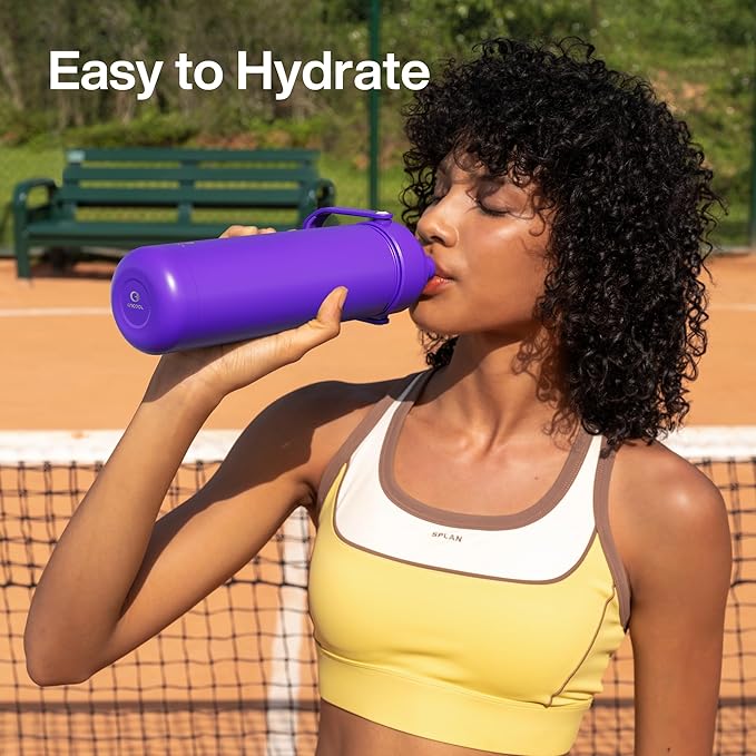 Insulated Water Bottle with Straw Stainless Steel Water Bottle, Leak-Proof, BPA-Free, Double Wall Vacuum Keeps Cold for 24 Hours for Sports, Travel, School (26 oz, Violet)