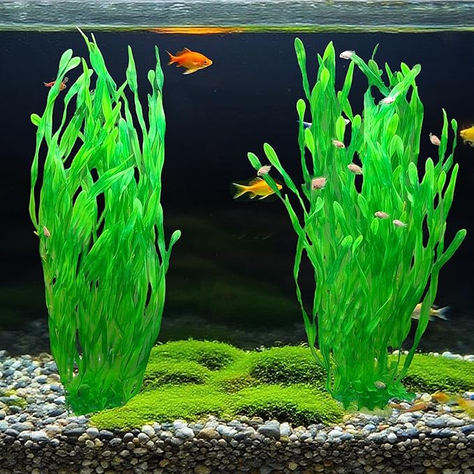 25.98 Inch Tall Aquarium Plants – Large Lifelike Artificial Fish Tank Decorations, 2 Pcs Fish Tank Plants Plastic，Durable & Safe for Freshwater/Saltwater Aquariums (Green (Style B))