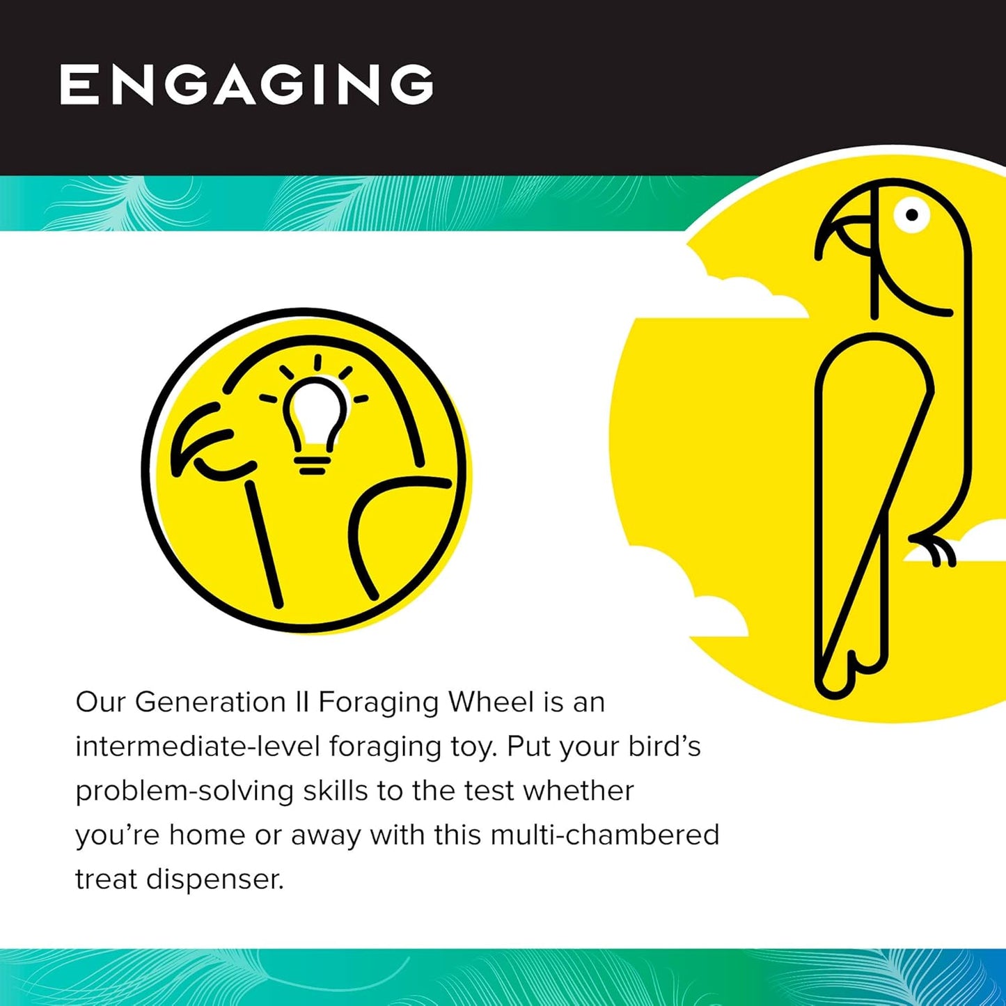 Featherland Paradise Creative Foraging Systems Foraging Wheel, Interactive Bird Cage Toy Feeder