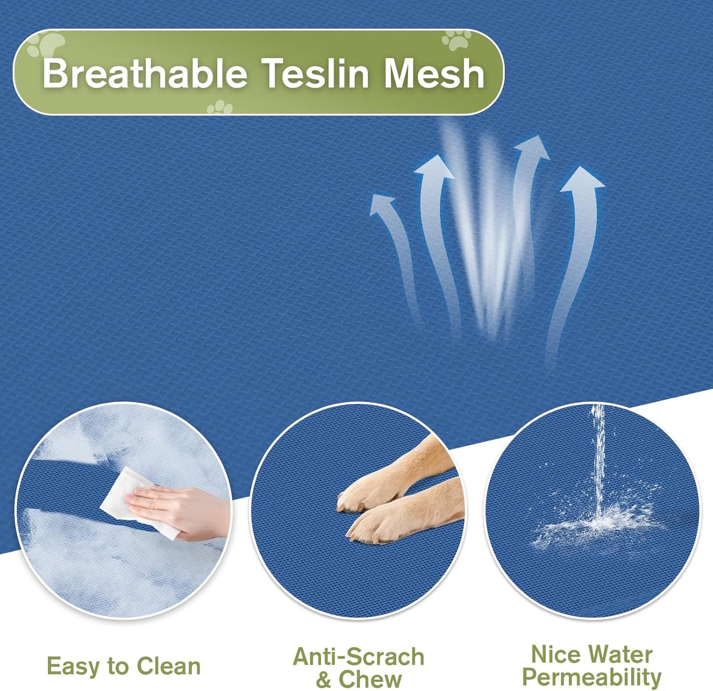 Elevated Dog Bed 42 Inch - Breathable Raised Pet Bed for Large Dogs, Waterproof Dog Cot Bed Easy to Assemble, Durable Portable Pet Cot with Non-Slip Feet, Blue