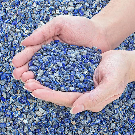 Lapis Lazuli Crystals Chips Aquarium Gravel Rocks 3 Lbs, Natural Gemstones Healing Reiki Crystals Polished Tumbled Crushed Rocks Quartz Vase Filler Fish Tank Gravel Home Decoration