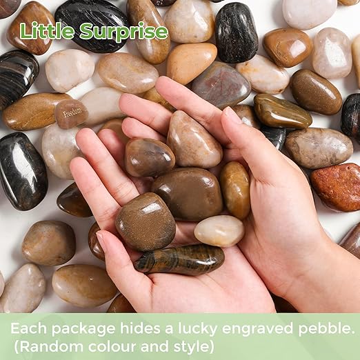 SIDONG 5 lbs Mixed River Rocks, 1.2-2 Inches Highly Polished Pebbles for Indoor Plants, Aquarium Rocks Used in Fish Tank, Decorative Stones for Plants, Vases, Home Décor, Crafting, Garden Landscaping