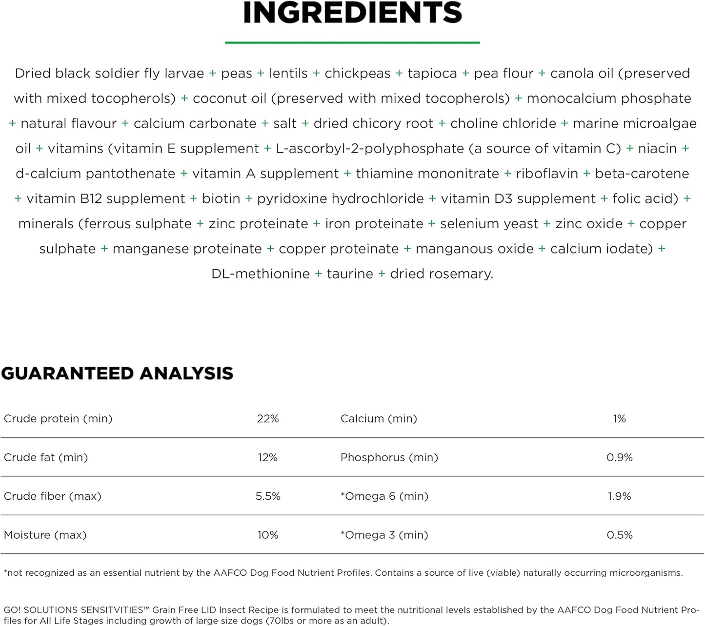 Go! Solutions Sensitivities Limited Ingredients, Grain-Free Dry Dog Food, Insect Recipe for Sensitive Stomach, 3.5 lb Bag