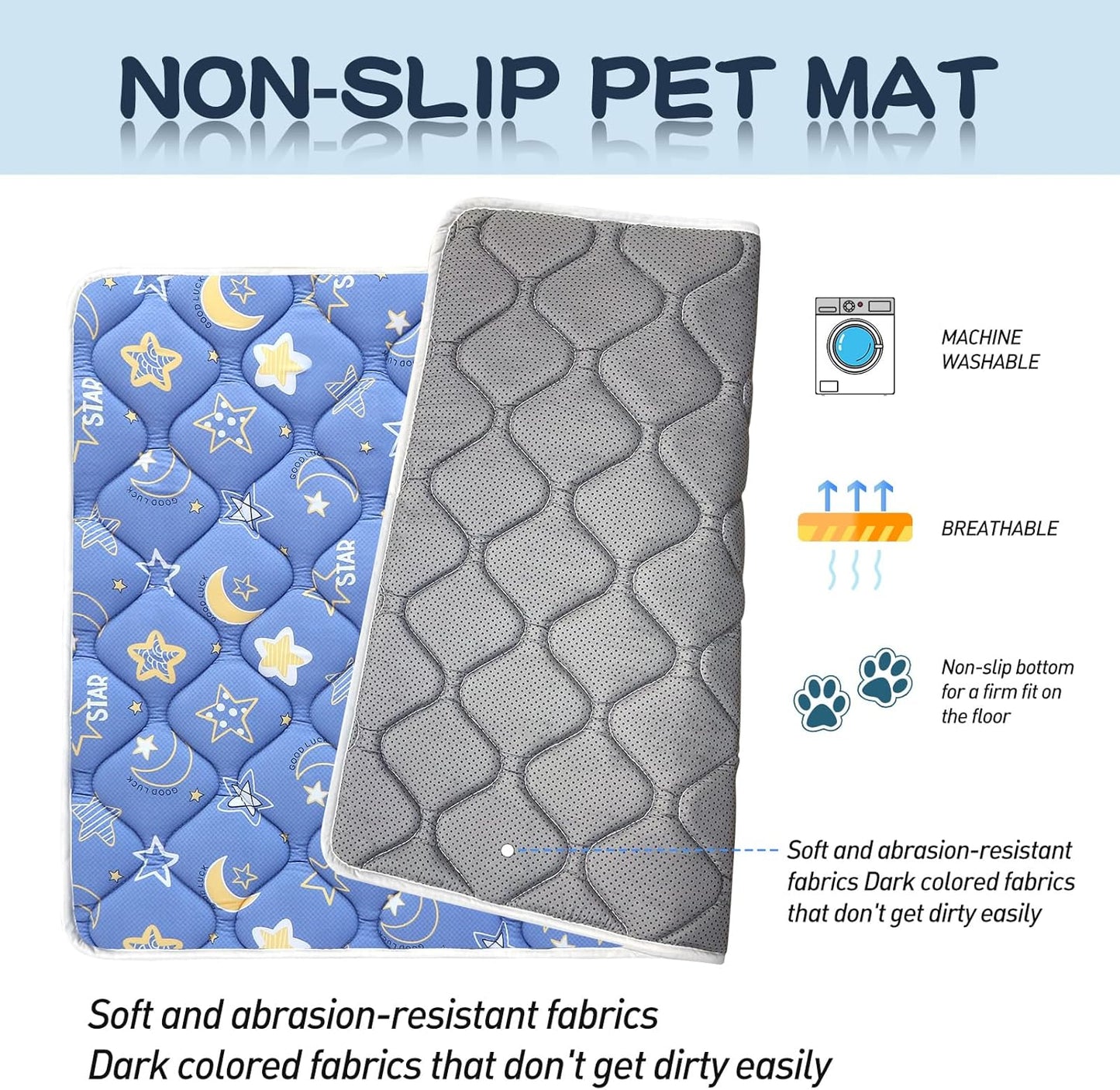 Bubble bear Dog Crate Mat - Ultra Soft, Washable & Anti-Slip Kennel Pad for Small/Medium/Large Dogs, Dark-Hued to Hide Stains (48"x30")