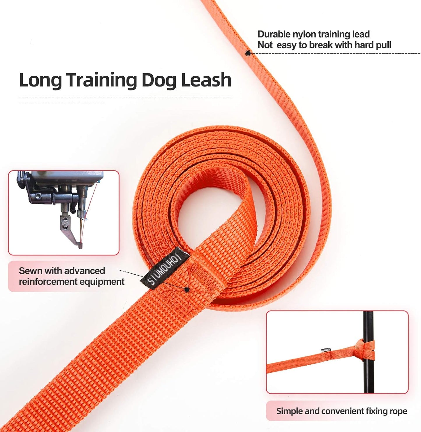 Siumouhoi Dog/Puppy Obedience Recall Training Agility Lead - 15ft 20ft 30ft 40ft 50ft Training Leash - Great for Play, Camping, or Backyard - Orange 40ft (40Feet, Orange)