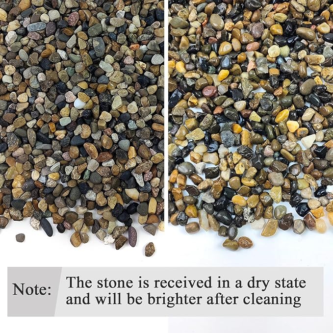 2lbs Fish Tank Rocks, 1/4 Inch Pea Gravel for Fish Tank, Decorative River Rocks for Aquarium Succulent Cactus Plant Vase Fillers Soil Cover and Outdoor Landscaping Stones