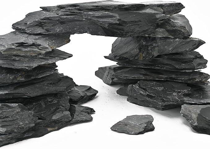 Natural Slate Rock 5LB Reptile Basking Stones Fish Tank Rocks for Aquarium Landscaping, Tank Decoration, Fairy Gardens,Reptile & Amphibian Enclosures 3 to 8 Inches