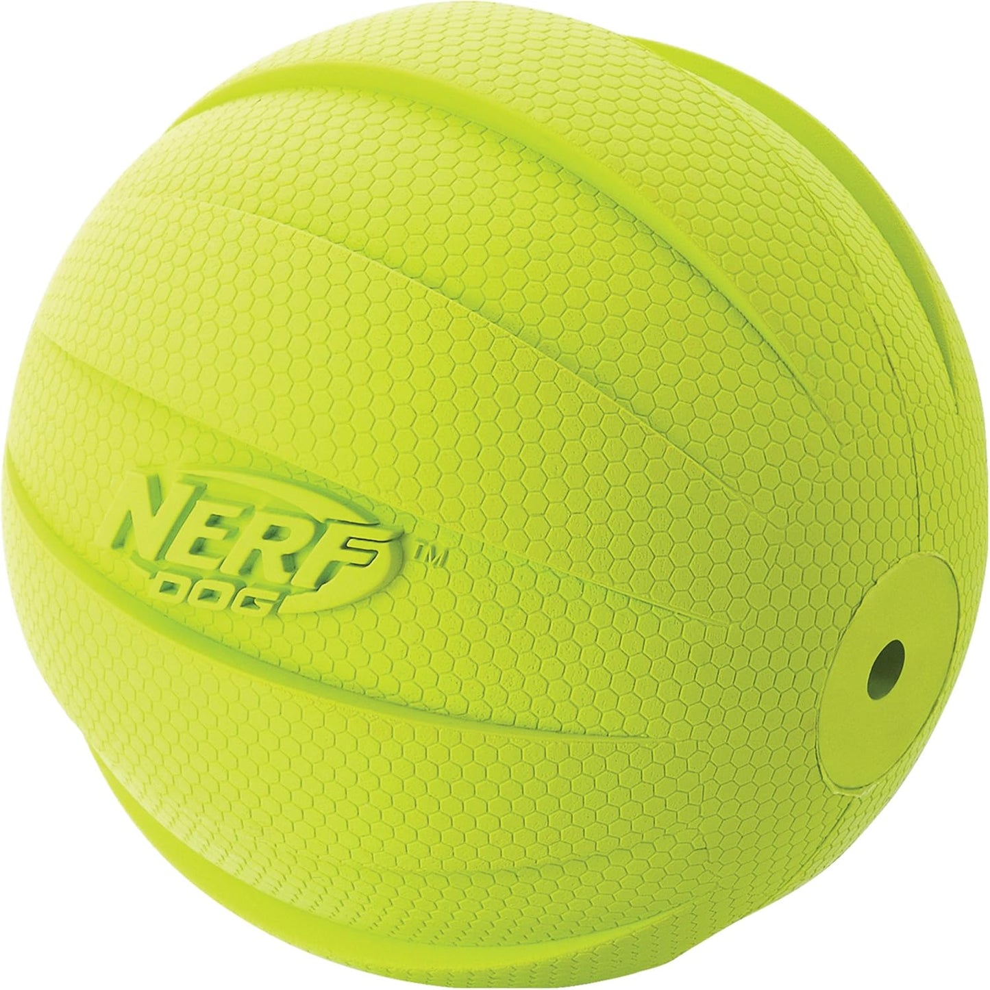 Nerf Dog Rubber Ball Dog Toy with Squeaker, Lightweight, Durable and Water Resistant, 4 Inch Diameter for Medium/Large Breeds, Single Unit, Green