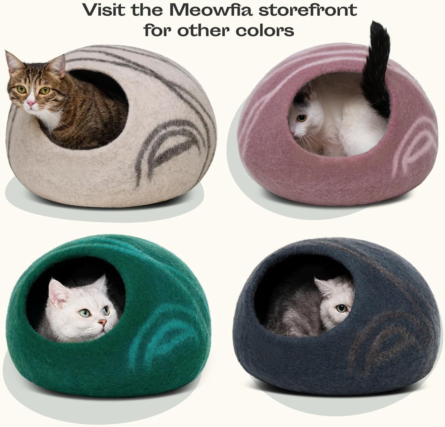 MEOWFIA Cat Cave – Premium Felt Cat Bed for Indoor Cats, Handmade 100% Merino Wool (Large, Tucson Sunset)