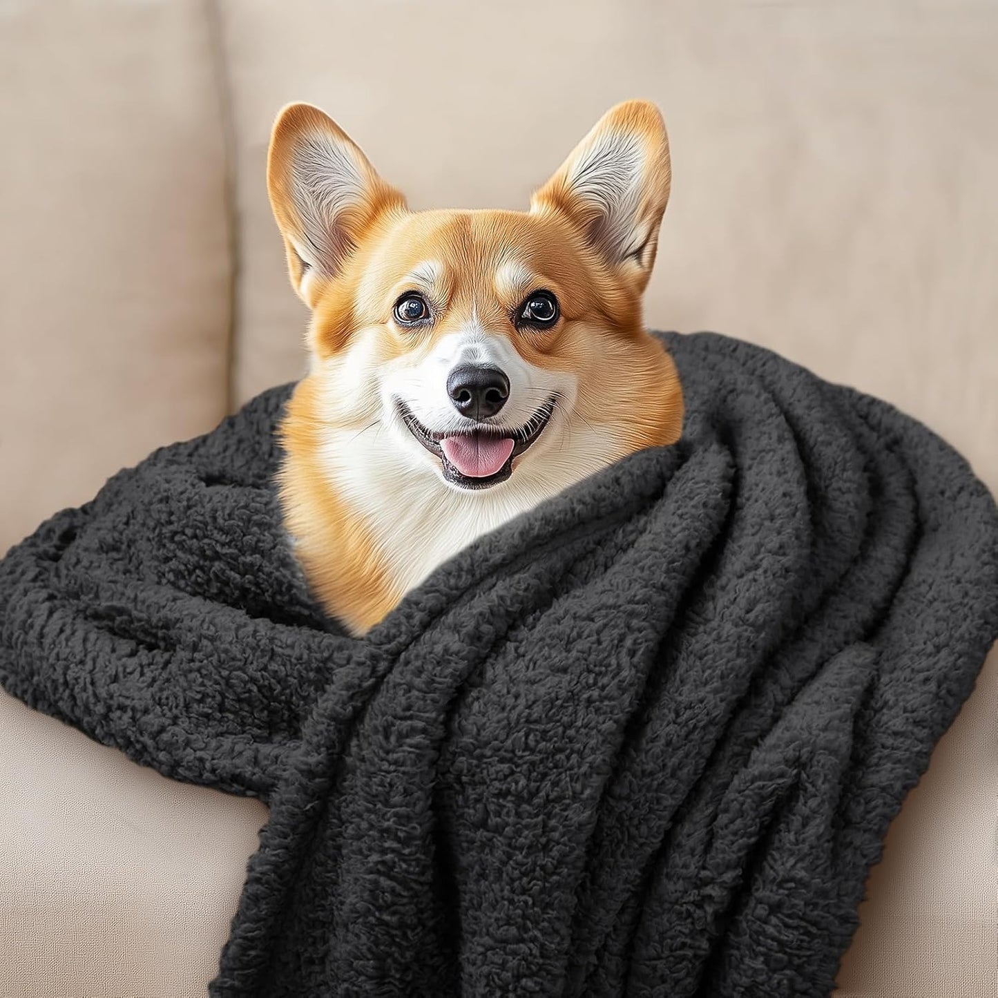 1 Pack 3 Calming Blankets Fluffy Premium Fleece Pet Blanket Soft Sherpa Throw for Dog Puppy Cat Black Large (41"x31")