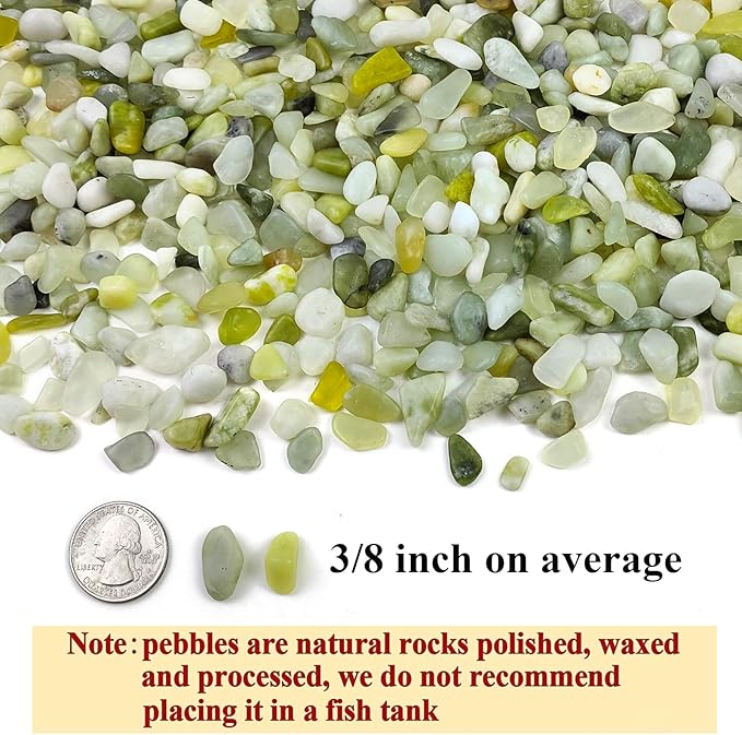10 lbs Jade Gravel Small Pebbles for Plants, 3/8 Inch Decorative Rocks for Plants Succulents Bamboo Vases Landscaping and Potted Drainage Rocks