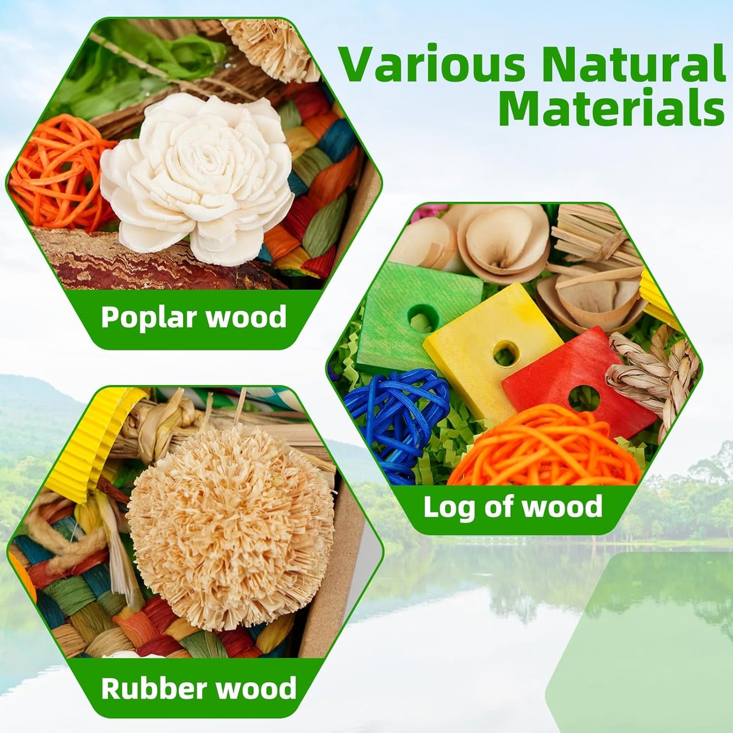 Bird Toys, Colorful Birds Foraging & Shredded Toy Boxs, Rattan Weaving Safe Parrot Toys, for Lovebird Cockatoo African Gray Parrot and Birds