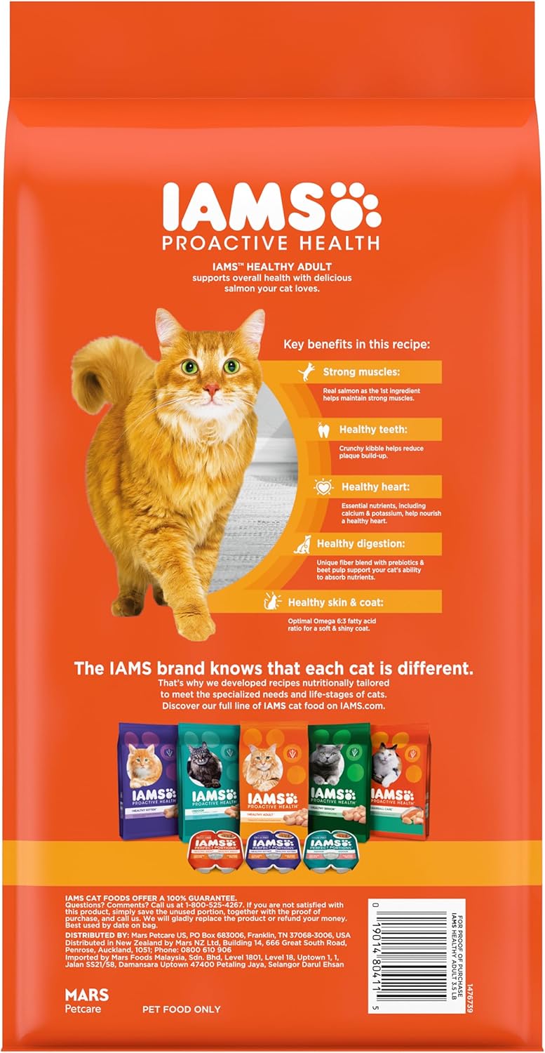 IAMS Proactive Health Adult Healthy Dry Cat Food with Real Salmon, 3.5 lb. Bag