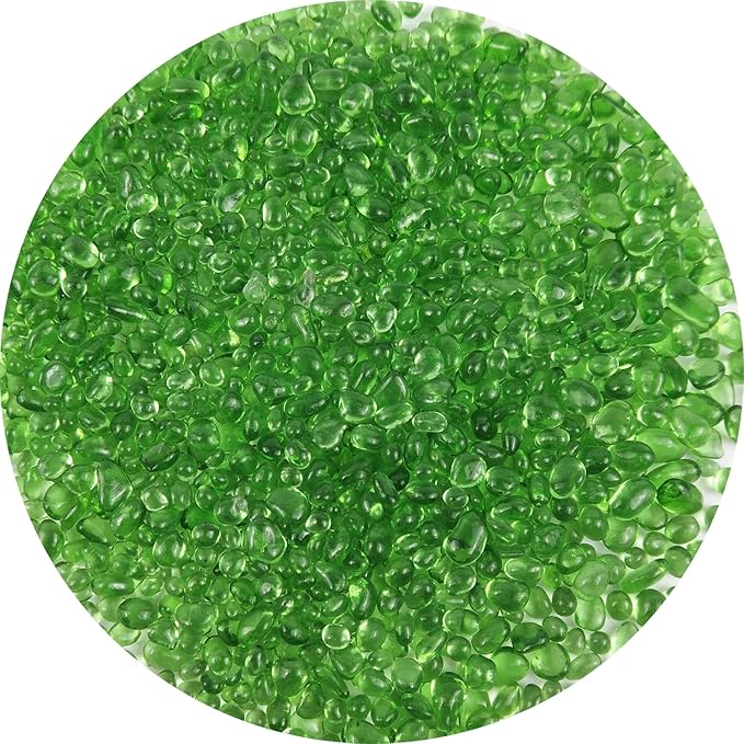 Lustering Decorative Round Glass Beads,Glass Marbles,Glass Pebbles,Glass Gems Beads for Fire Pit Crafts Resin Art,Vase Filler, Fish Tank, Aquarium Garden Decoration,3-6mm,1-Pound (Light Green)