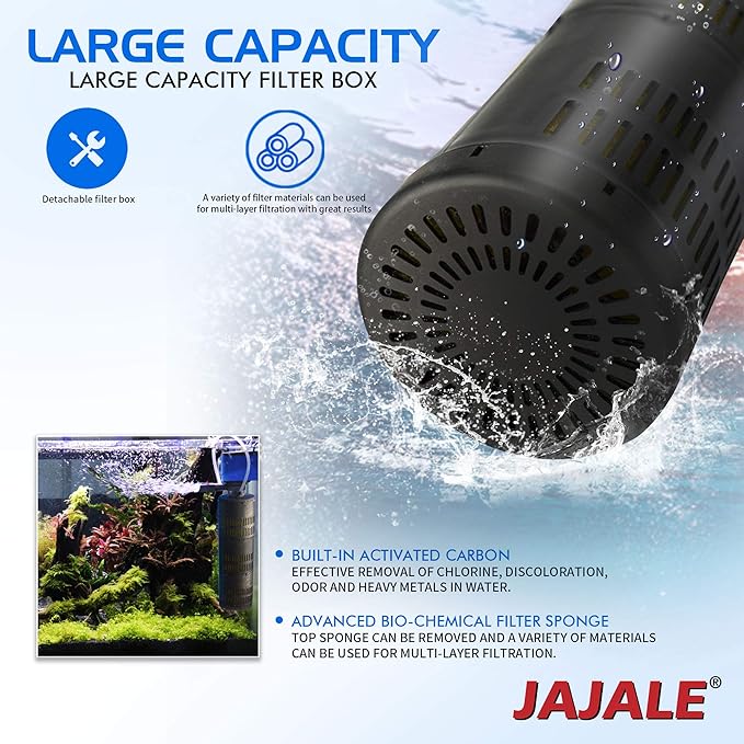 Water Pump 320 GPH 3-in-1 Submersible Internal Filter Aquarium Powerhead Water Pump Ultra Quiet for Aquarium,Fish Tank-5 Pack