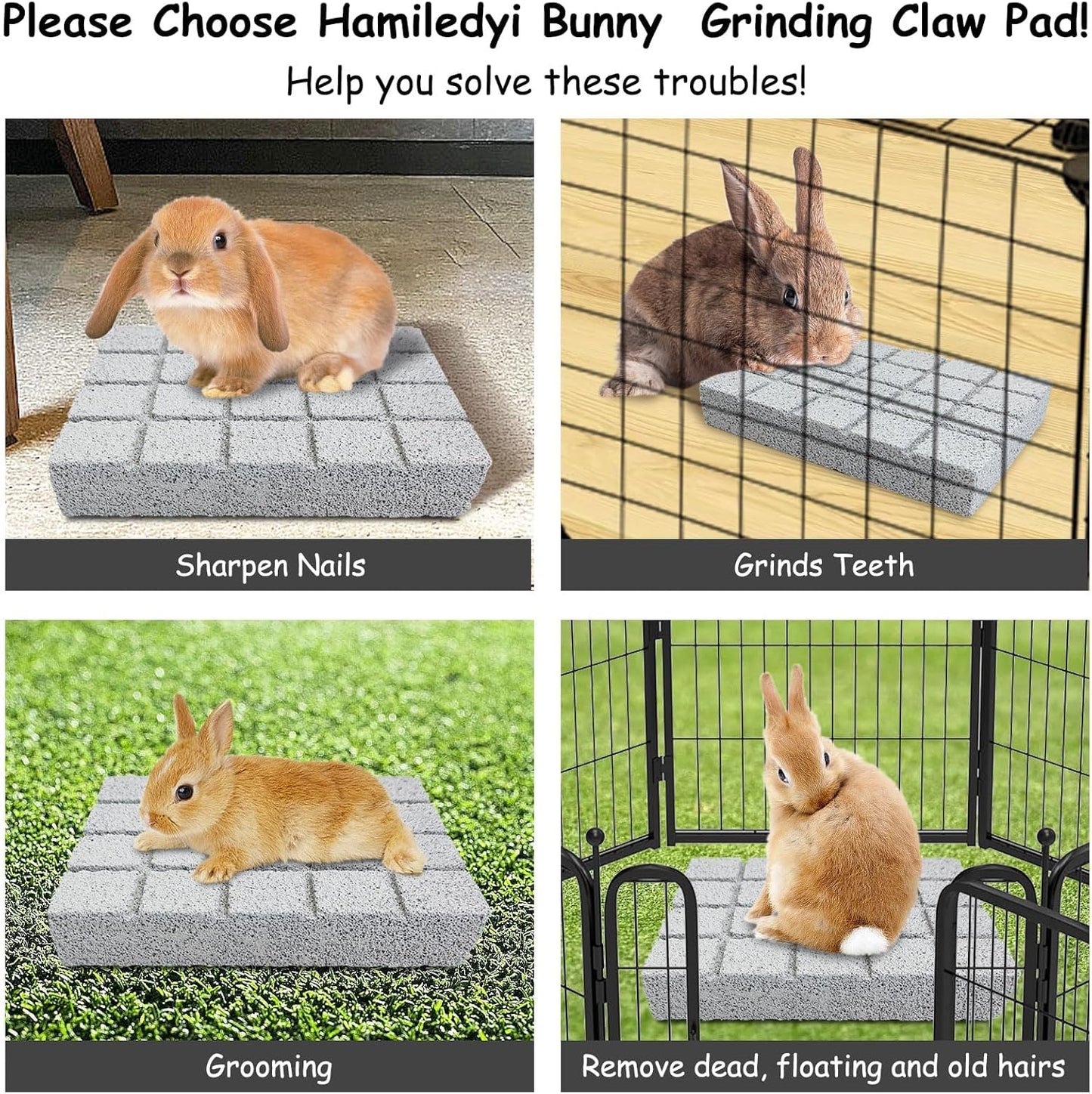 Hamiledyi 6PCS Rabbit Scratching Pads Bunny Lava Grinding Claw Pads Small Animal Foot Pads Hamster Scratch Board Chew Toys for Gerbil Chinchilla Hedgehog Guinea Pig Cage Accessories