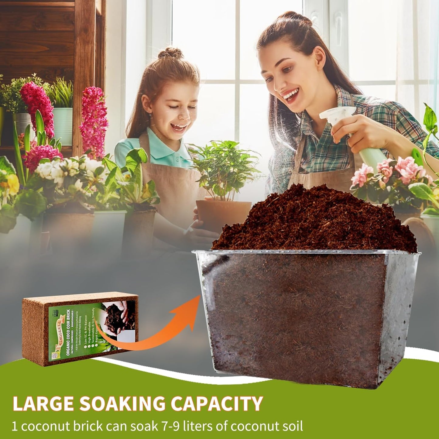 Coco Coir Brick for Plants- 1 Pack,1.4lbs 100% Organic Coconut Coir Soil Neutral pH, for Plant Growth and Root Developmentfor Growing Vegetables & Ideal Reptile Bedding (1)