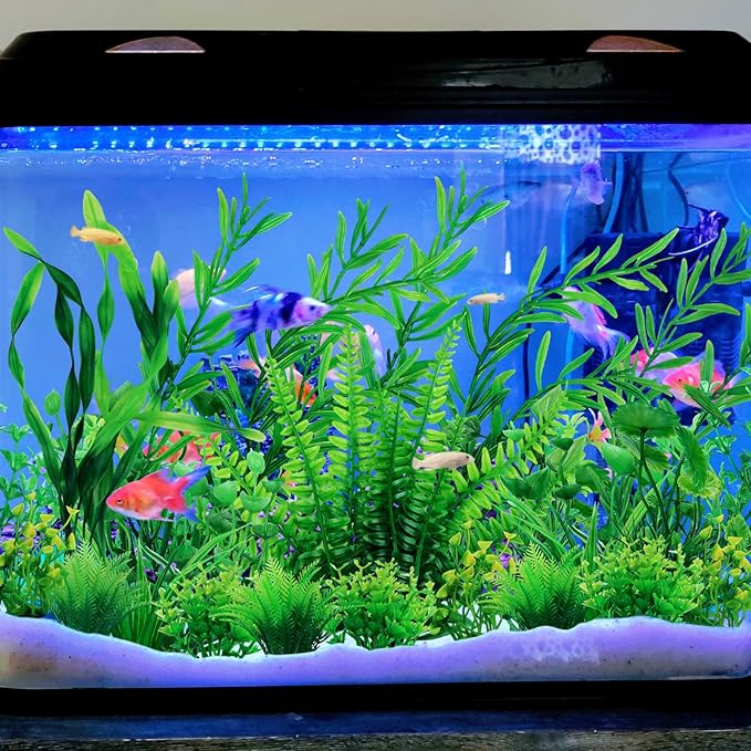 Aquarium Decorations - 25pcs Green Plants for Fish Tank, Plastic Decor Accessories