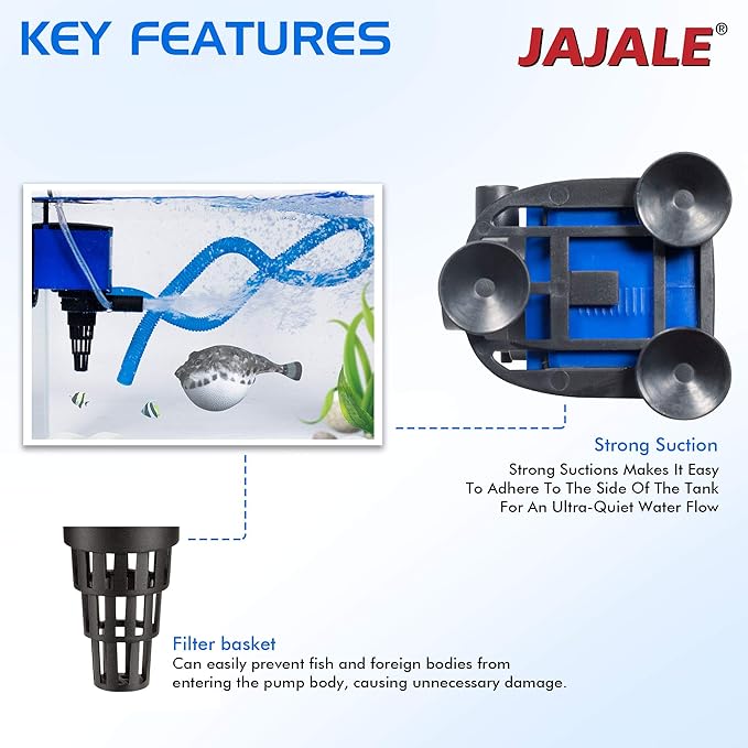 Water Pump 660 GPH Submersible Internal Aquarium Powerhead Water Pump Ultra Quiet for Aquarium,Fish Tank -4 Pack