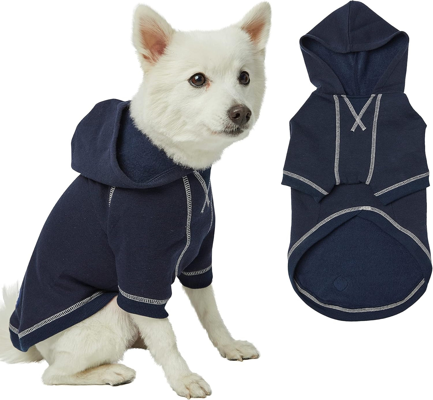 Blueberry Pet Essentials Dog Hoodie – 26 inch, Cotton‑Blend Sweatshirt with Hood, Midnight Blue, Machine‑Washable Small‑Dog Jersey